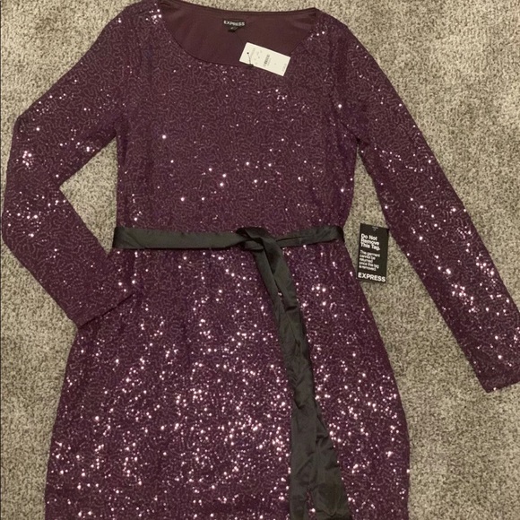 Express Dresses & Skirts - NWT EXPRESS Woman’s plum midi sequence dress
